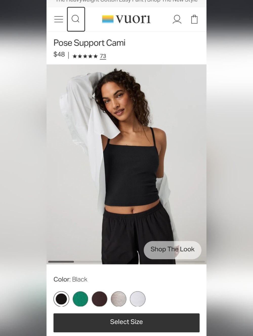 Nwot ! Vuori Black Pose Support Cami